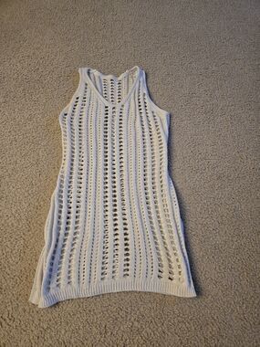Sulozum Women's Crochet Knit Tank Swimsuit Cover-Up - White